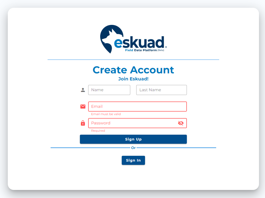 Eskuad Sign Up