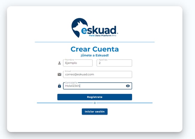 Eskuad Crea Cuenta