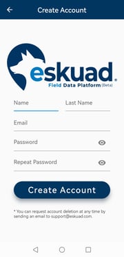Eskuad Mobile App Sign up Espanol